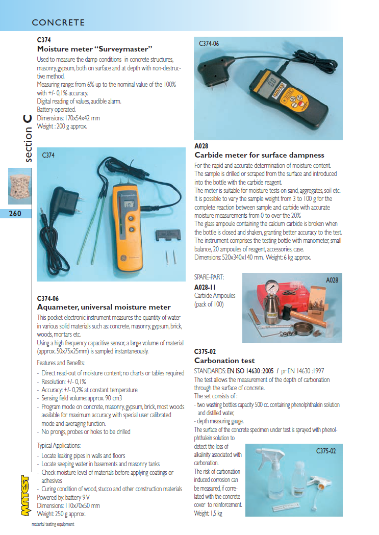Matest laboriseadmete tootekataloog, lk 260